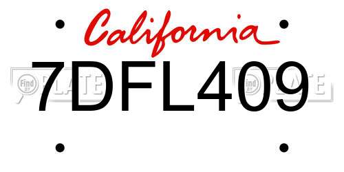 7DFL409 California License Plate