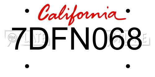 7DFN068 California License Plate