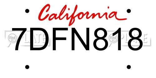 7DFN818 California License Plate