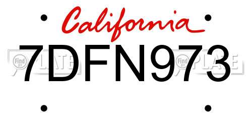 7DFN973 California License Plate