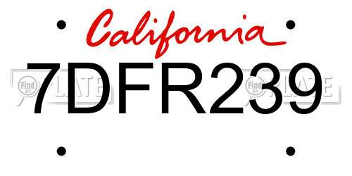 7DFR239 California License Plate