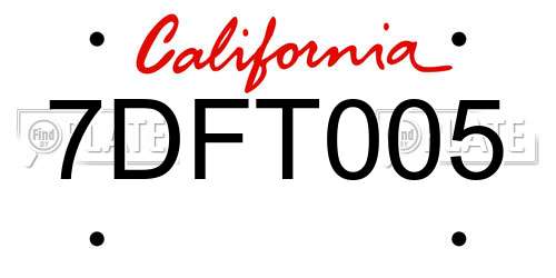 7DFT005 California License Plate