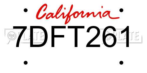 7DFT261 California License Plate