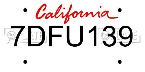 7DFU139 California License Plate