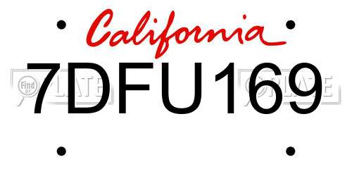 7DFU169 California License Plate