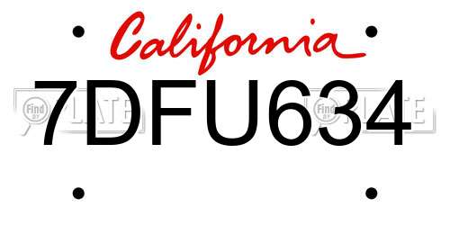 7DFU634 California License Plate