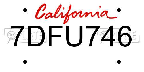 7DFU746 California License Plate