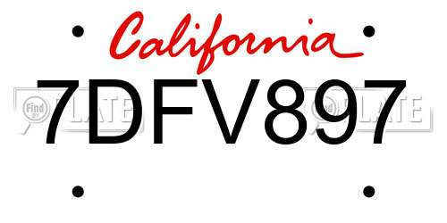 7DFV897 California License Plate