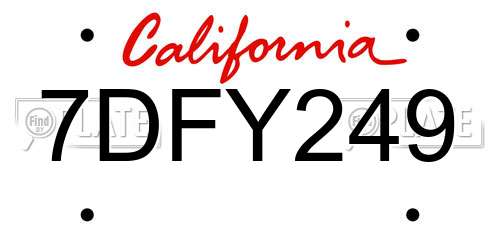 7DFY249 California License Plate