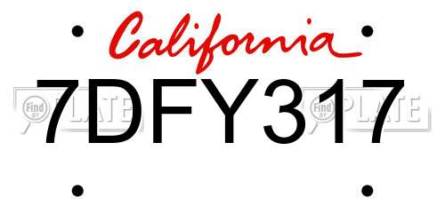 7DFY317 California License Plate