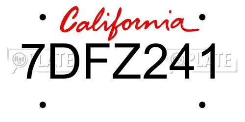 7DFZ241 California License Plate