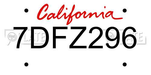 7DFZ296 California License Plate