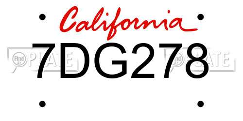 7DG278 California License Plate