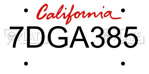 7DGA385 California License Plate