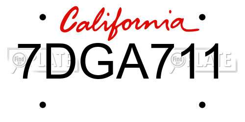 7DGA711 California License Plate