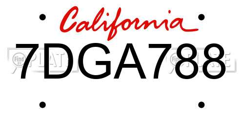 7DGA788 California License Plate