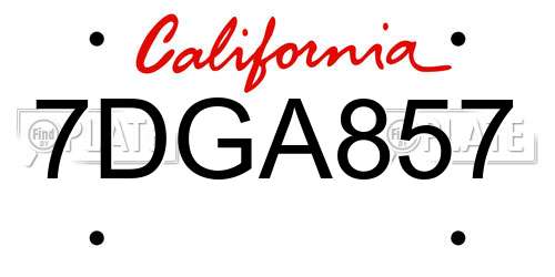 7DGA857 California License Plate