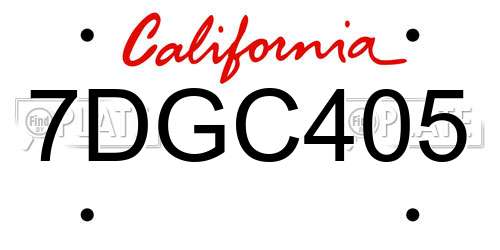 7DGC405 California License Plate