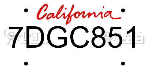 7DGC851 California License Plate