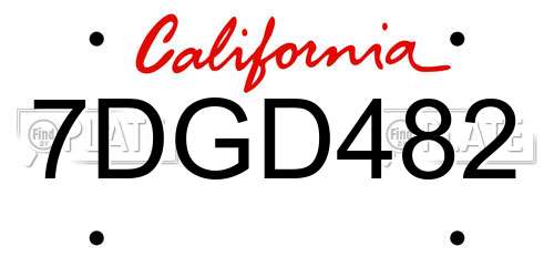 7DGD482 California License Plate