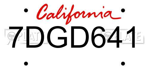 7DGD641 California License Plate