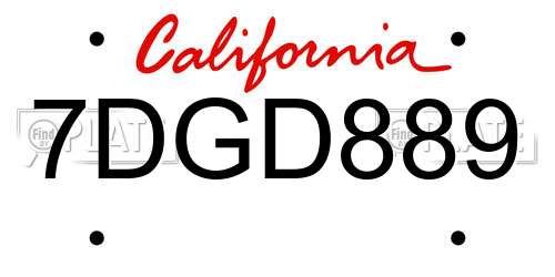 7DGD889 California License Plate