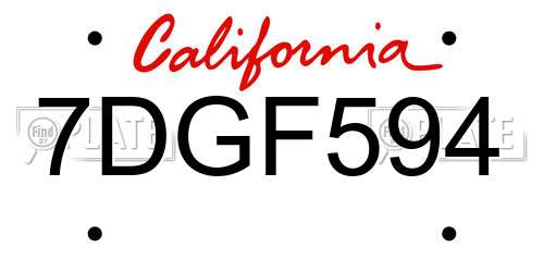 7DGF594 California License Plate