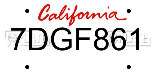 7DGF861 California License Plate