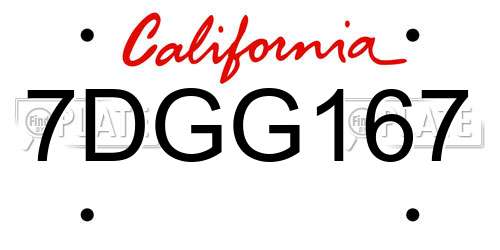 7DGG167 California License Plate
