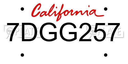 7DGG257 California License Plate