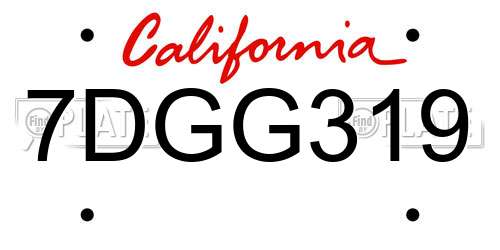 7DGG319 California License Plate