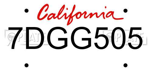 7DGG505 California License Plate