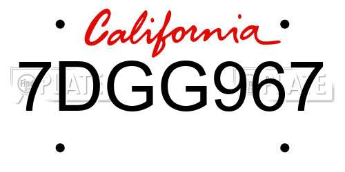 7DGG967 California License Plate