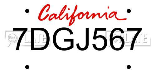 7DGJ567 California License Plate