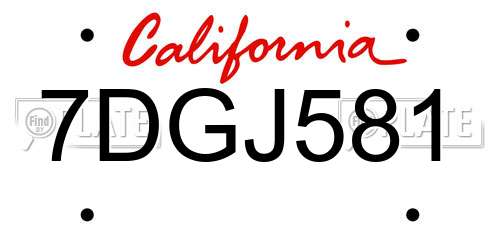 7DGJ581 California License Plate