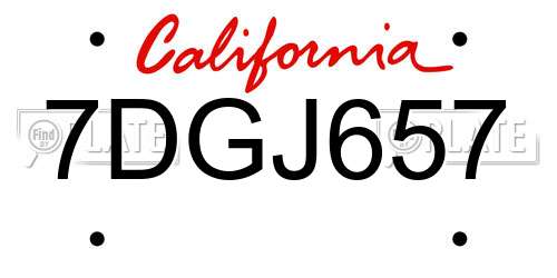 7DGJ657 California License Plate