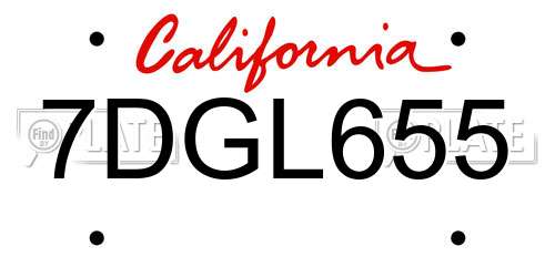 7DGL655 California License Plate