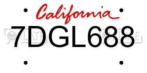 7DGL688 California License Plate