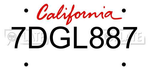 7DGL887 California License Plate