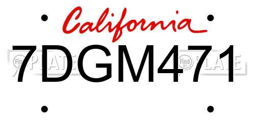 7DGM471 California License Plate