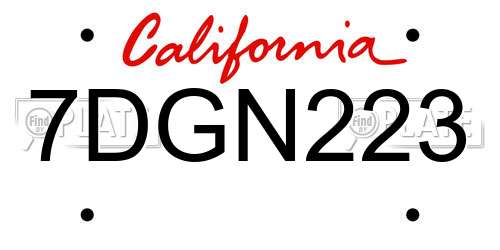7DGN223 California License Plate