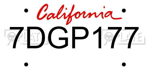 7DGP177 California License Plate