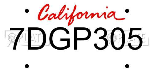 7DGP305 California License Plate