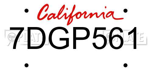 7DGP561 California License Plate