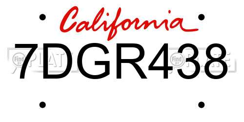 7DGR438 California License Plate