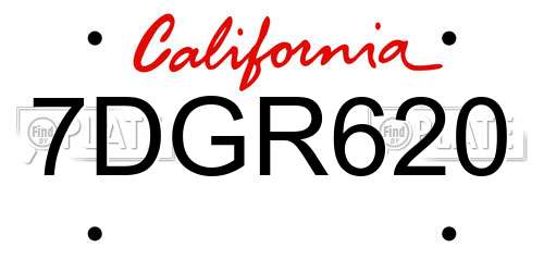 7DGR620 California License Plate