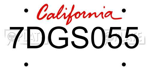 7DGS055 California License Plate