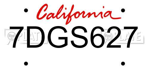 7DGS627 California License Plate