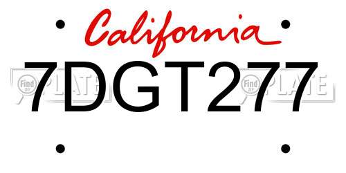 7DGT277 California License Plate