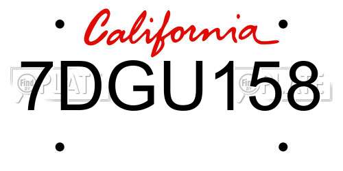 7DGU158 California License Plate